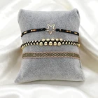 Go2BoHo 3 шт. модные ювелирные изделия черный и золотой плетеный браслет ручной работы бисер миюки браслет из бисера звезда набор подарок для женщин Модный
