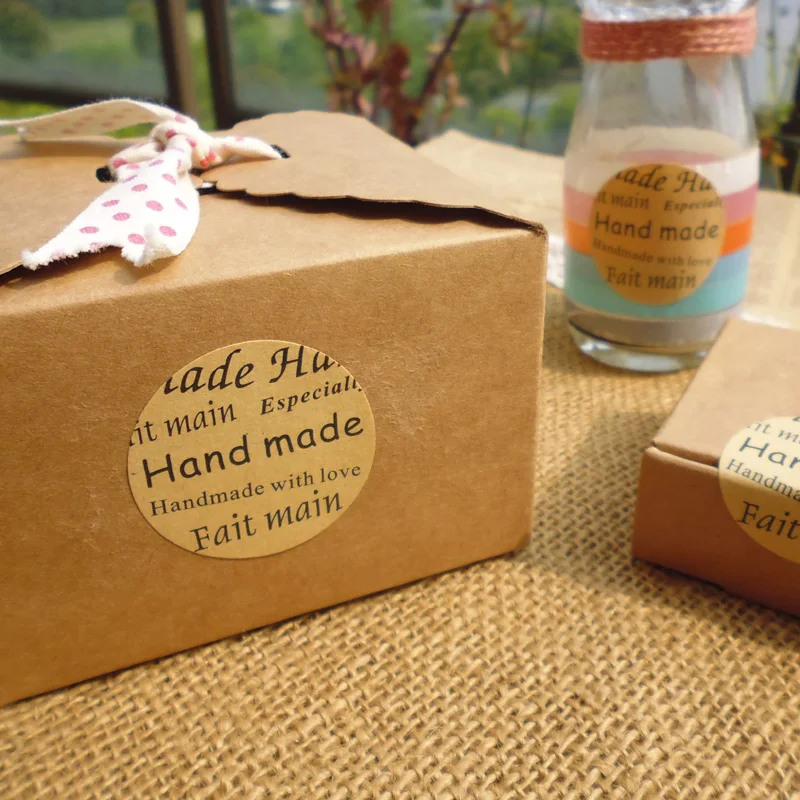 Винтажная крафт бумага Круглая этикетка ручной работы наклейка для выпечки