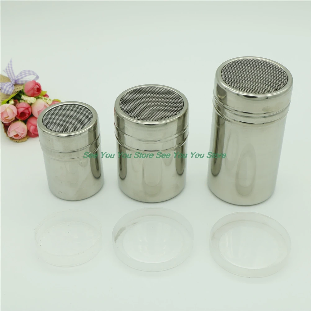 

1Pc Silver Stainless Steel Flour Salt Sifter Icing Sugar Dredger Cocoa Chocolate Powder Shaker 3 Sizes New