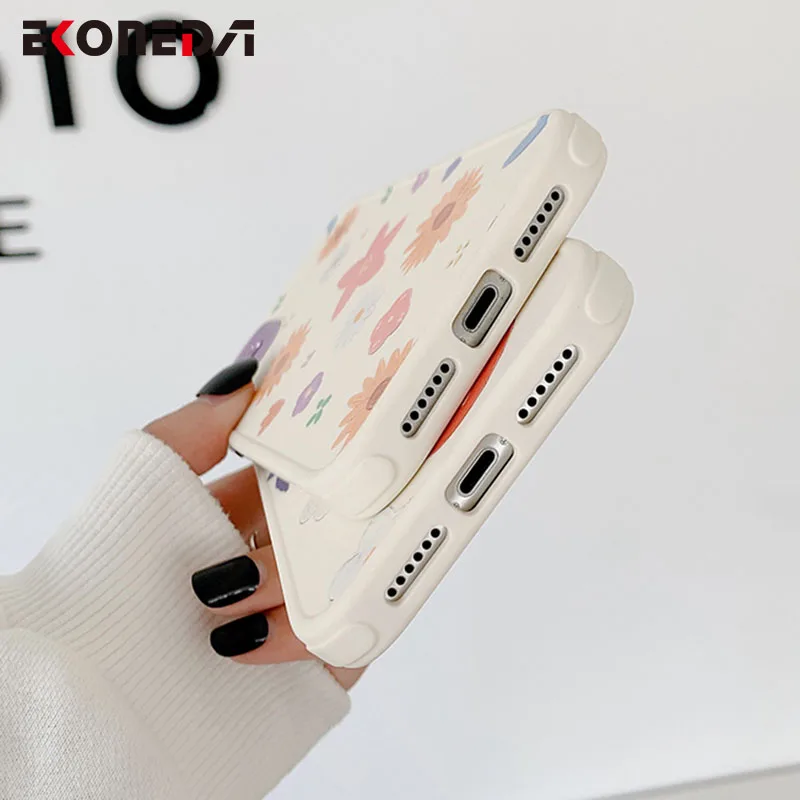 

EKONEDA Strawberry Floral Case For iPhone 11 12 Pro XS Max XR X 7 8 Plus SE 2020 Case Protective Silicone Soft TPU Back Cover