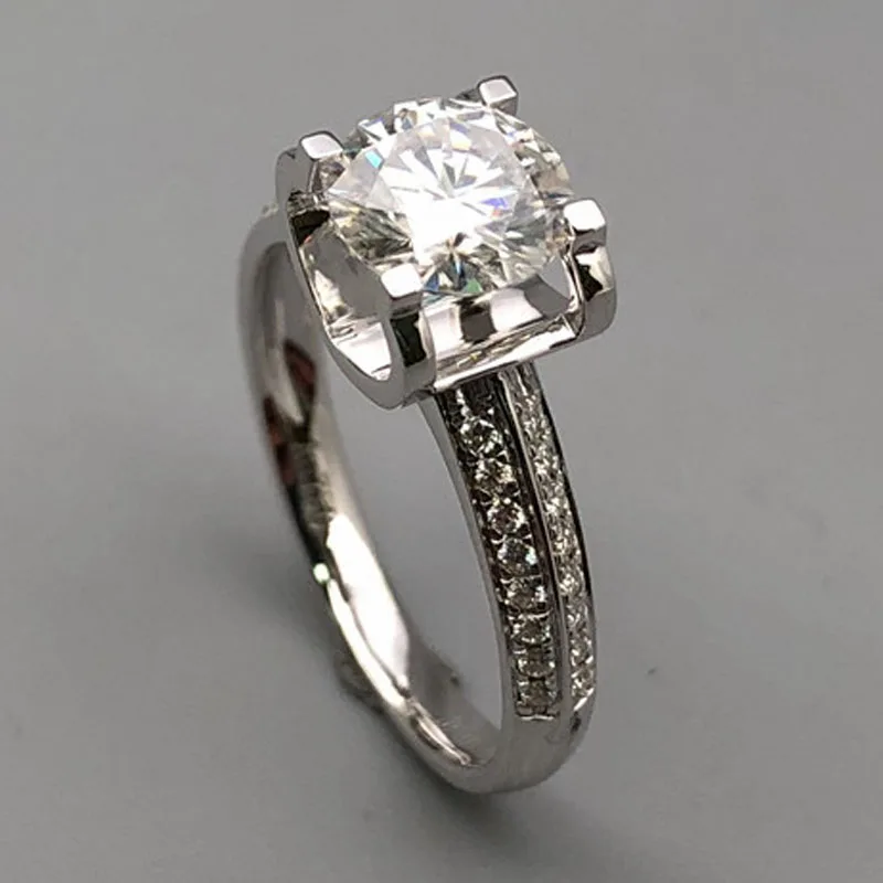 10K белое золото 1 2 3 4 5 карат круглое Moissanite бриллиантовое кольцо для женщин Свадьба
