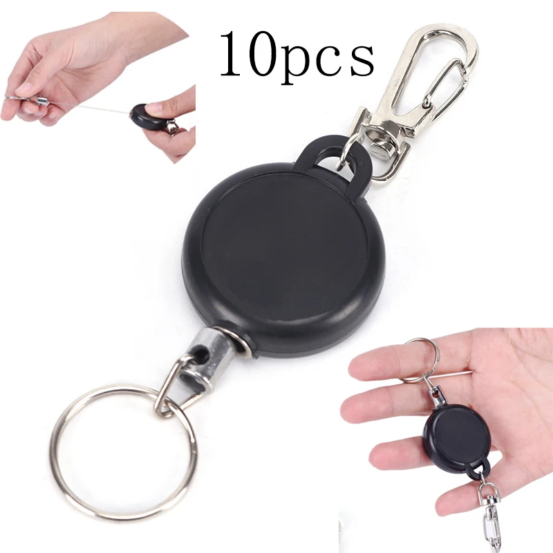 

10pcs Retractable Pull Badge Reel Zinc Alloy ABS Plastic ID Lanyard Name Tag Card Badge Holder Reels Belt Key Ring Chain Clips