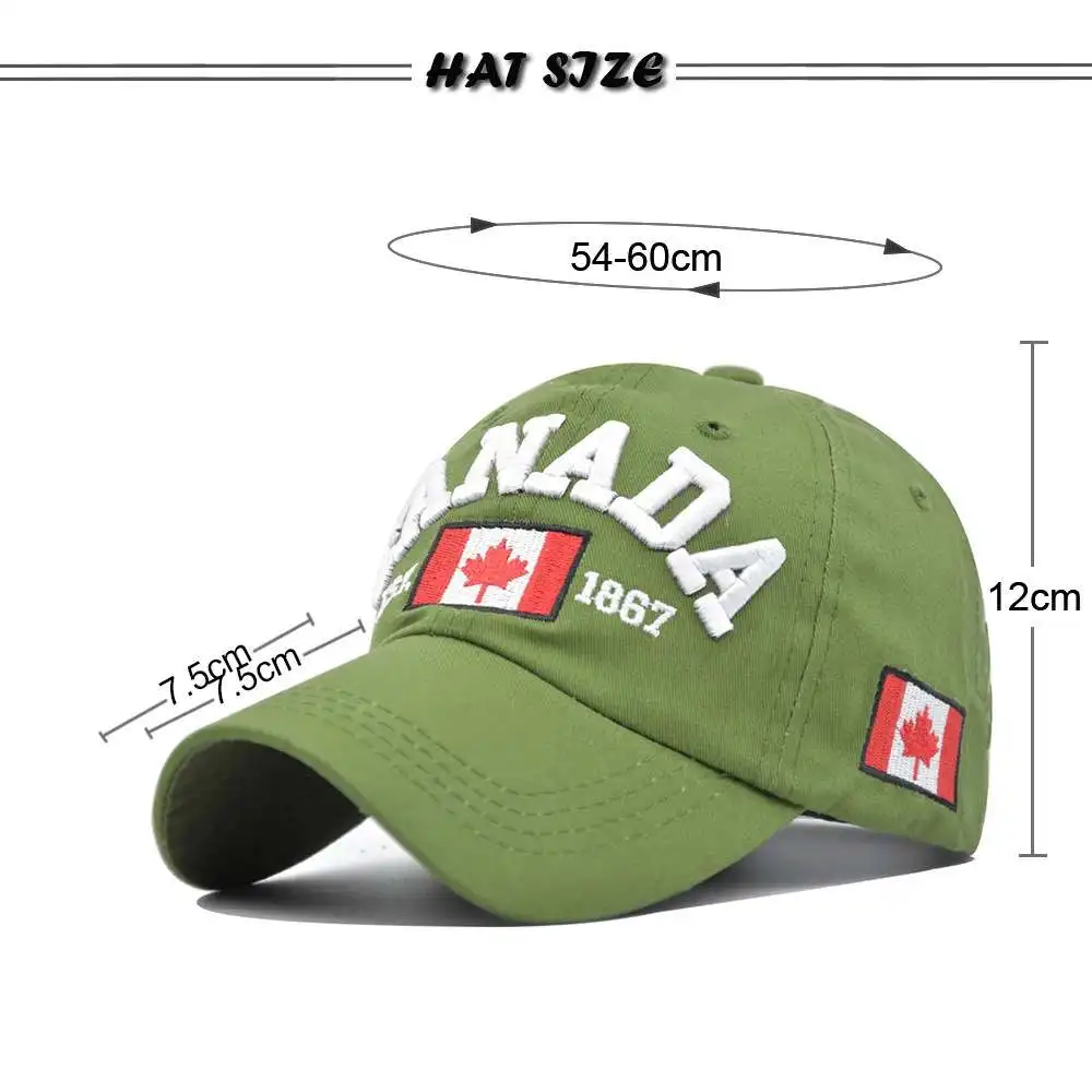 Men Baseball cap Canadian design Cotton Flag Embroidery Of Canada adjustable for men and women blue green Yellow brown | Аксессуары для