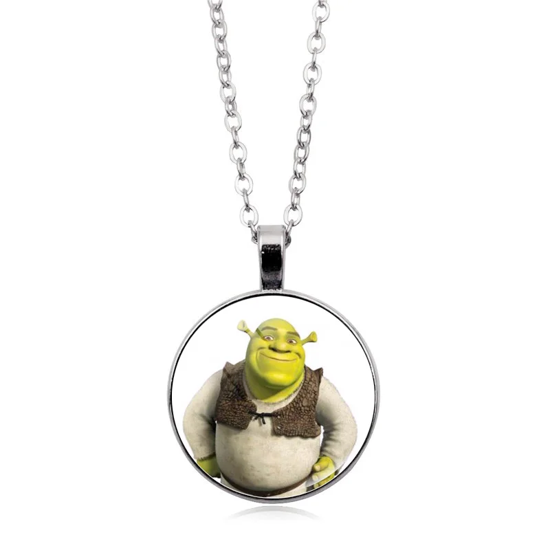 Hot Selling Shrek Necklace Cartoon Photo Glass Cabochon Pendant Necklace Family Shrek Jewelry Necklaces for Women 2021
