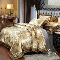 jacquard bedding sets queen king size 4pcs lace satin duvet cover set wedding bedclothes bedsheet linen cotton bedspread set