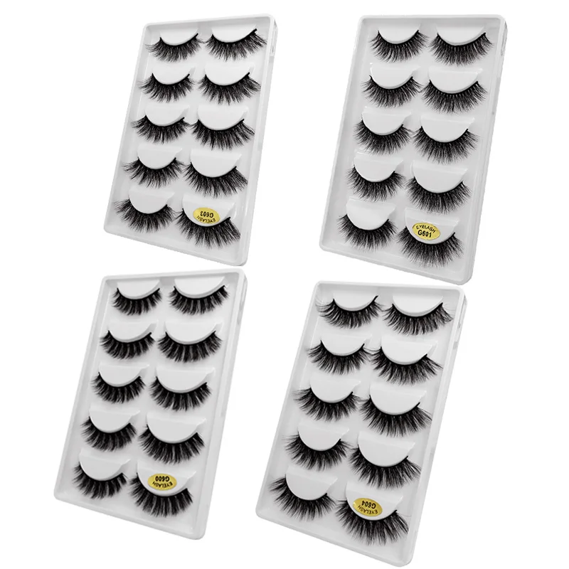 Норковые ресницы 5 пар Толстые 3d норковые ручной работы накладные натуральные