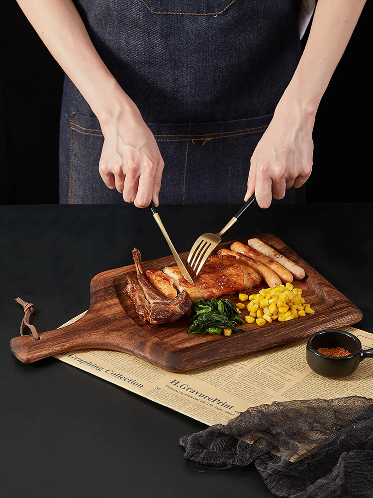 

Nordic Wooden Dinner Plates Vintage Trays Decorative Steak Salad Pasta Dinner Plates Talerze Obiadowe Kitchen Tableware DB60PZ