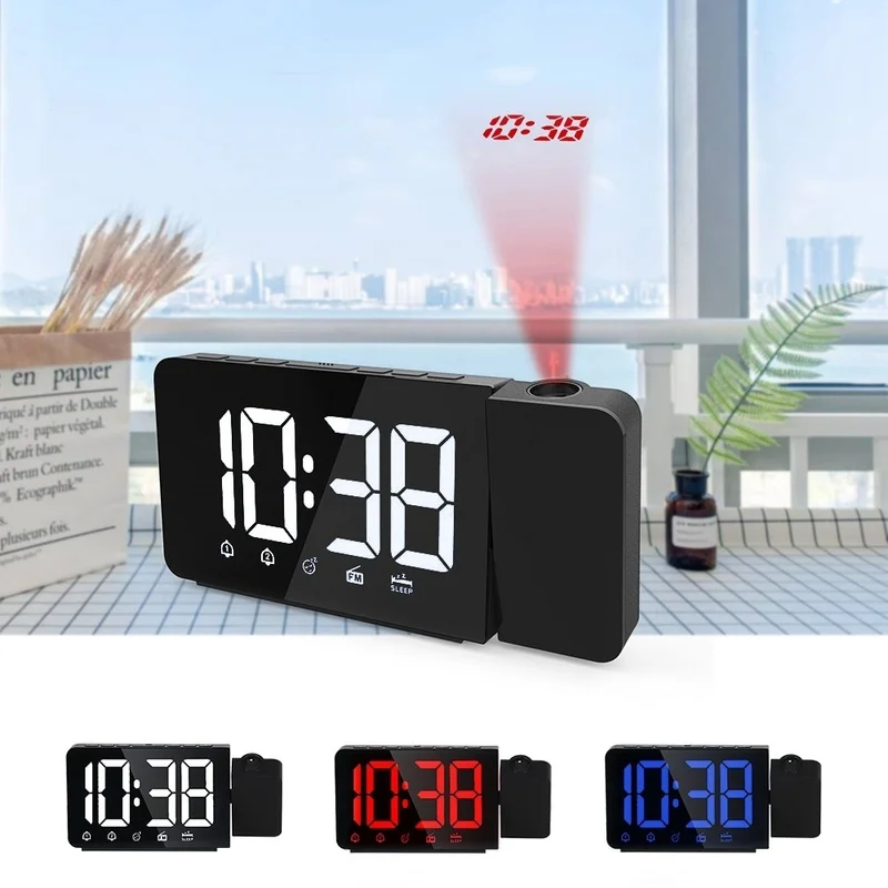 Светодиодный цифровой будильник с проекцией времени функция повтора fm-радио