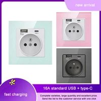panto french standard socket with usb charging board type c smart interface fast charging source switch socket