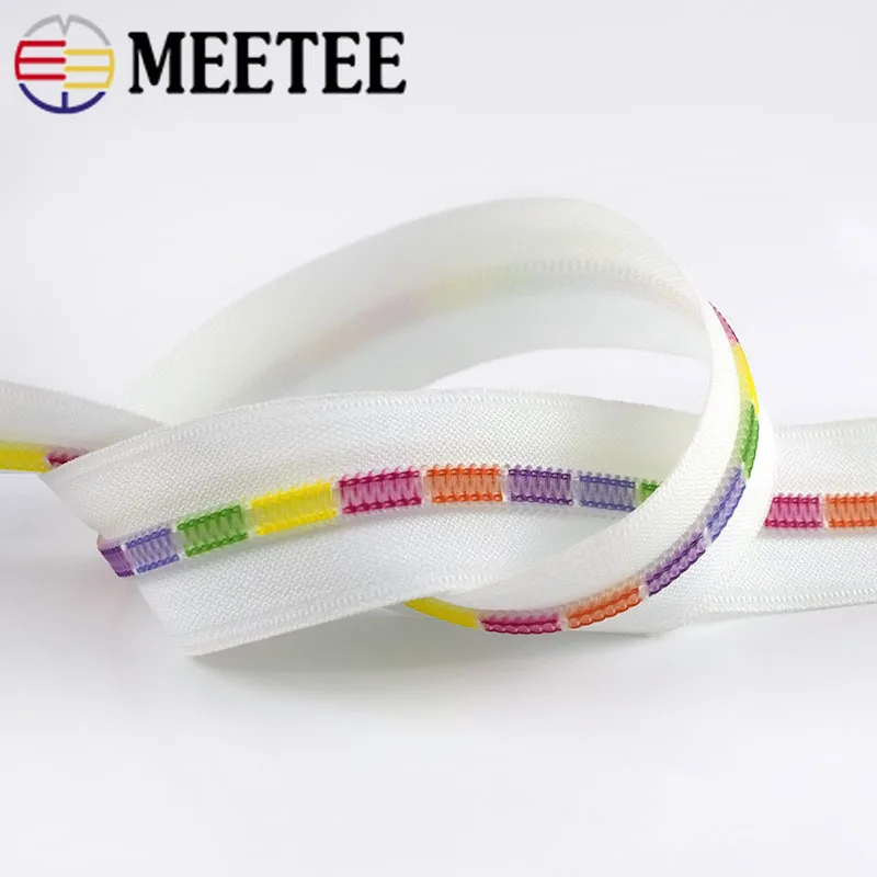 Meetee 2/5/10 метров 5 # белые Цветные Зубы катушки нейлоновые застежки молнии для шитья