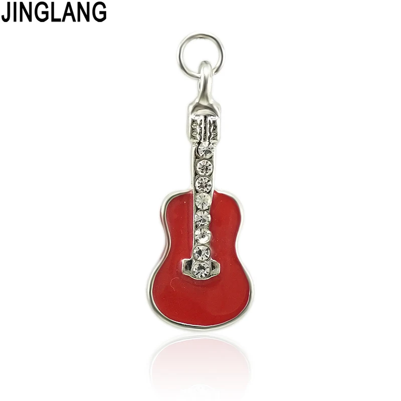 

JINGLANG Rhinestone Guitar Enamel Charms Fit DIY Bracelet Jewelry Accessory 30 pcs