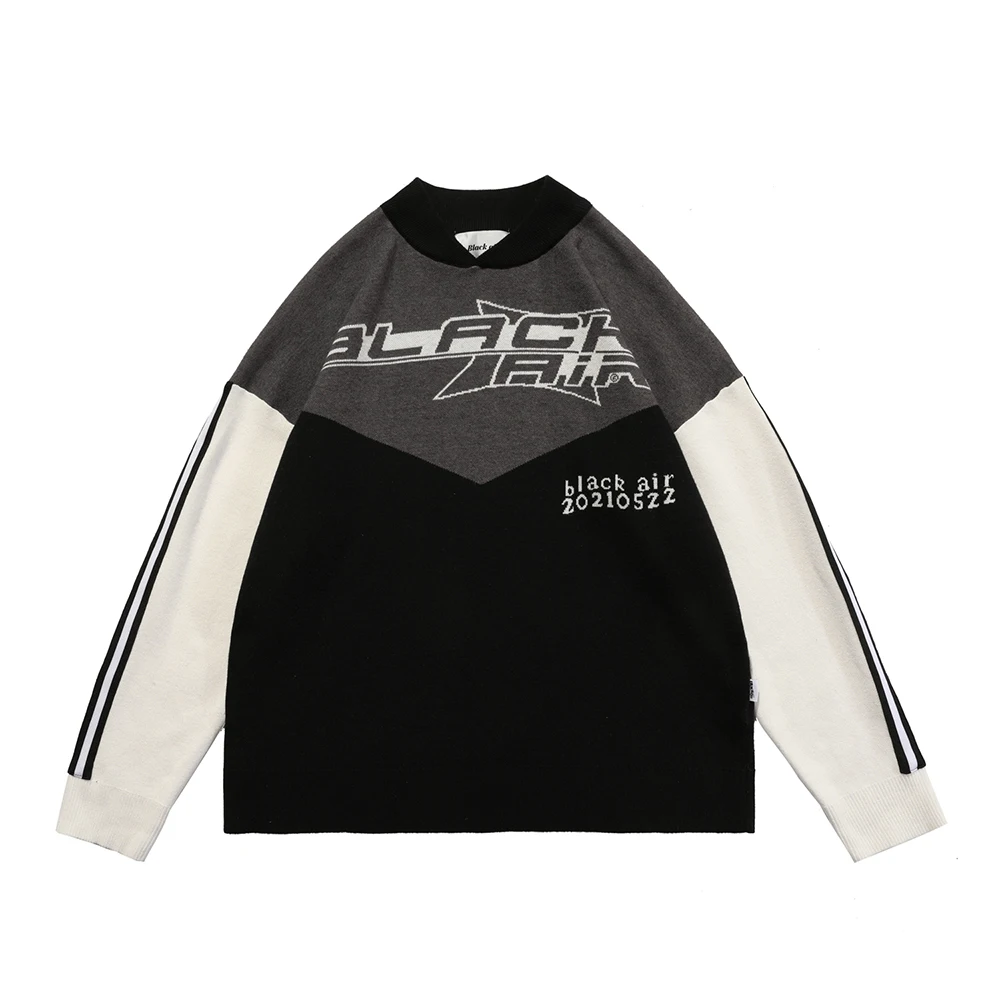 

Long Sleeve Patchwork Sweatshirts Color Matching Designer Winter Fashion Goth Clothes Women 2021 Oversized Sweaters Streetwear