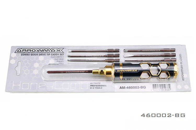 AM-460002-BG Arrowmax, легкий 1,5/2,0/2,5/3,0 сотовый набор наконечников для быстрого привода, 7 метрических элементов, черный, золотой инструмент RC