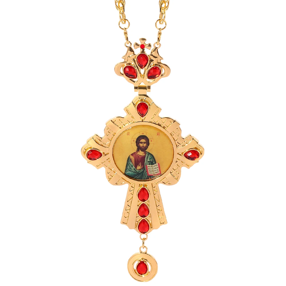 

Крест ожерелье фианиты кристаллы христианская церковь золотистый священник распятие православная нить религиозные иконы кулон