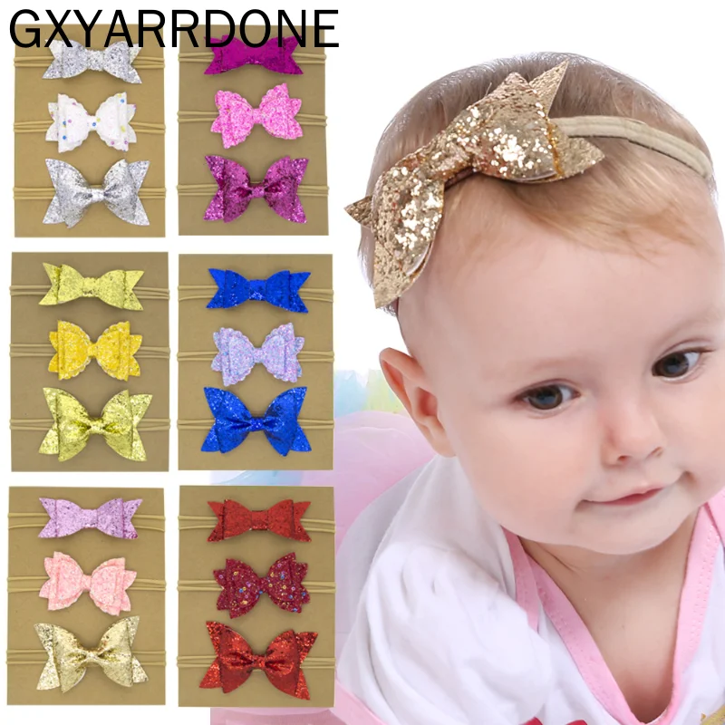 

2021 Новые 3 шт. детское платье без рукавов Одежда с пайетками бант из нейлона повязка на голову Детские эластичные колготки для девочек с бант...