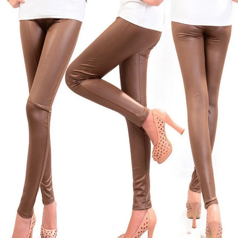 

Clearance Sale Autumn Winter Warm PU Long Pants for Women Sexy Slim Pencil Pants Elegant Ladies Ankle-Length Pant Capris