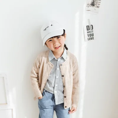 Свитера для больших мальчиков детский Хлопковый вязаный кардиган свитер Детская