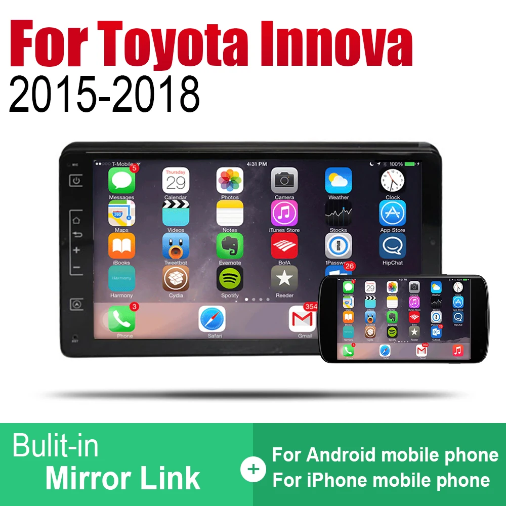 Для Toyota Innova 2015 2016 2017 2018 Авто плеер GPS навигация автомобиля Android мультимедийная