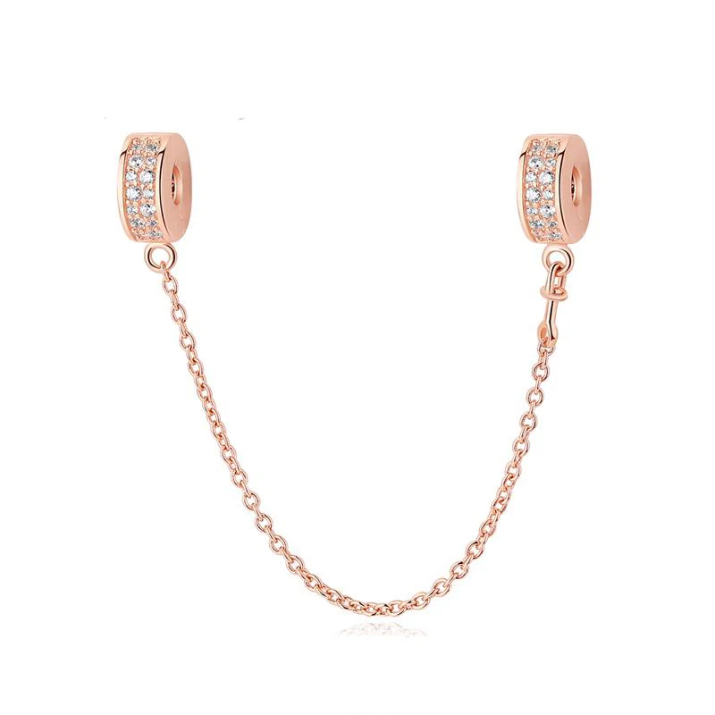 yw20202-Rose Authentic 925 Sterling Silver Beads Charm Crystal charm Rose Gold Clear CZ Fit Original Pandora Bracelet Women Diy Jewelry - Цвет: yw20202-Rose