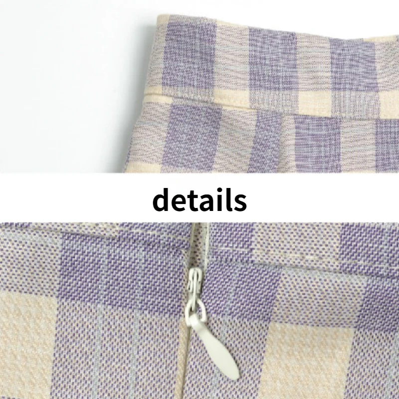 

Skirts Women Purple Plaid High Waist A-line Girls Sweet Cute Skirt Casual Mini Length Korean Style Vintage Harajuku Leisure Chic