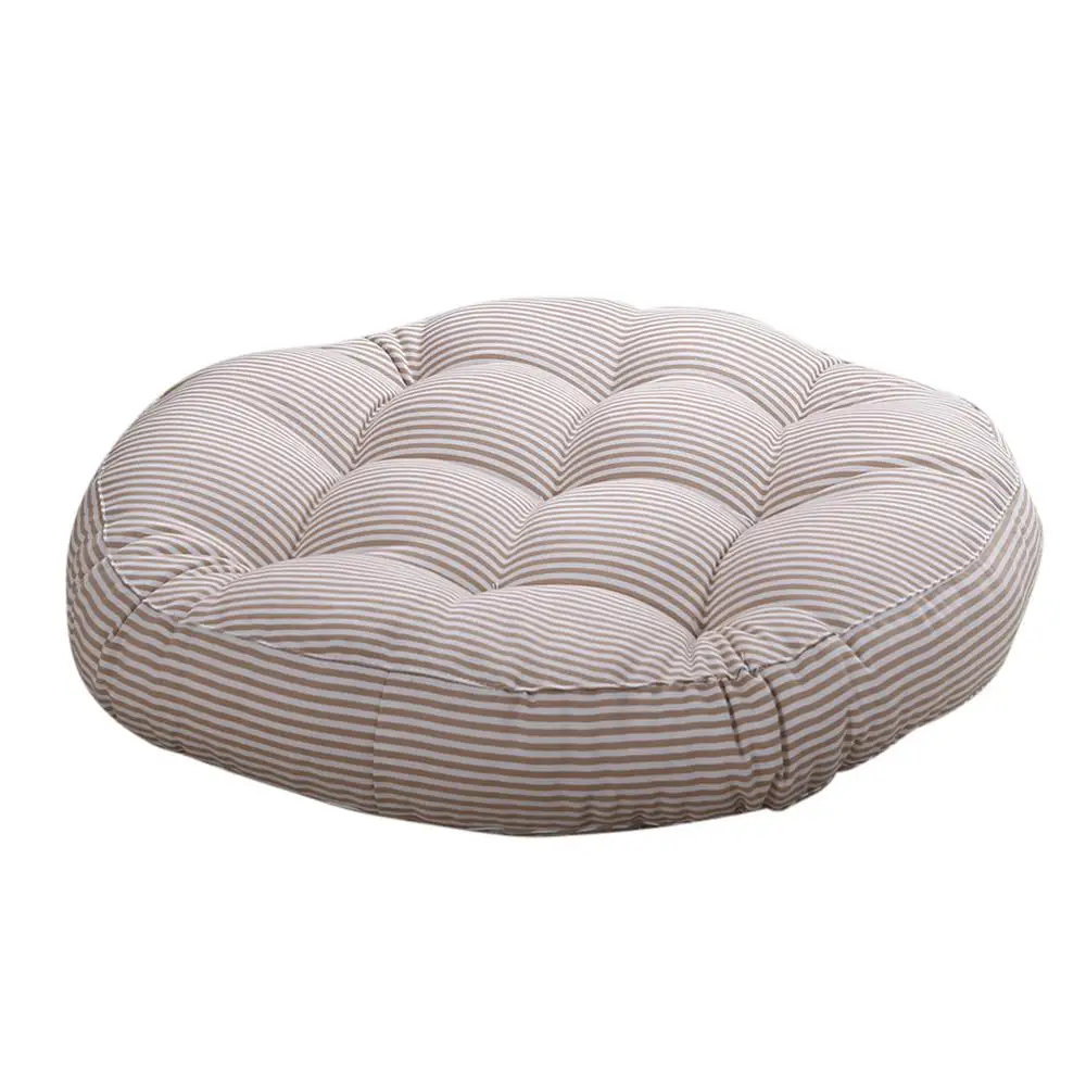 02 Beige EHOMEBUY круглая Подушечка для стула квадратная подушка полосатая печать для домашнего стула подушка для сиденья мягкий коврик для пола футон коврик офисные подушки - Цвет: 02 Beige
