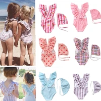 28y toddler baby girls swimwear one piece girls swimsuit with hat children swimwear kids beach wear girls bathing suit
