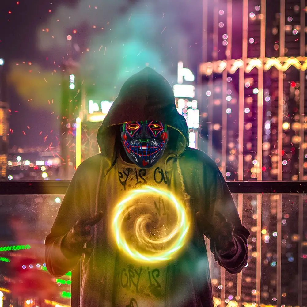 Дети Хэллоуин играть светится в темноте игрушка Светодиодный светильник Маска