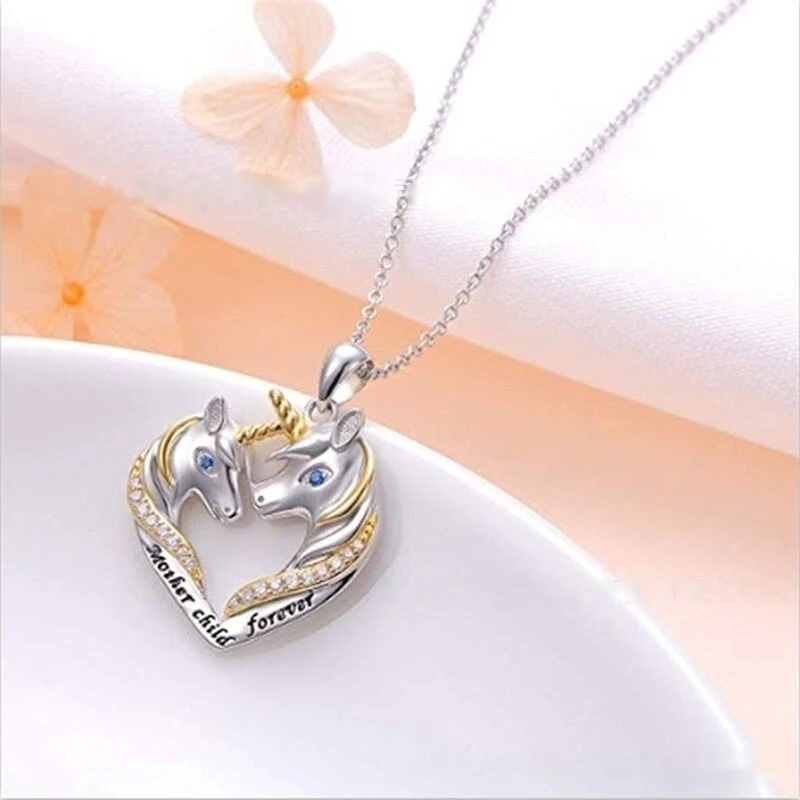 Fashionable income Double Horse Unicorn Necklace in pairs a pair of allegorical pendants gifts for romantic lovers | Украшения и