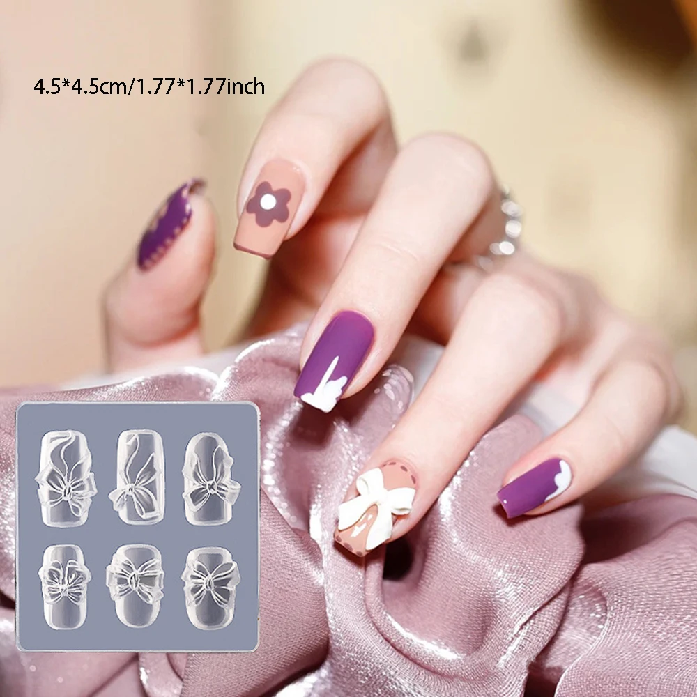 

3d Silicone Nail Carving Art Mould With Butterfly Bow Knot For Nail Diy Decoration Nails Art Tools Stamping Template Tools