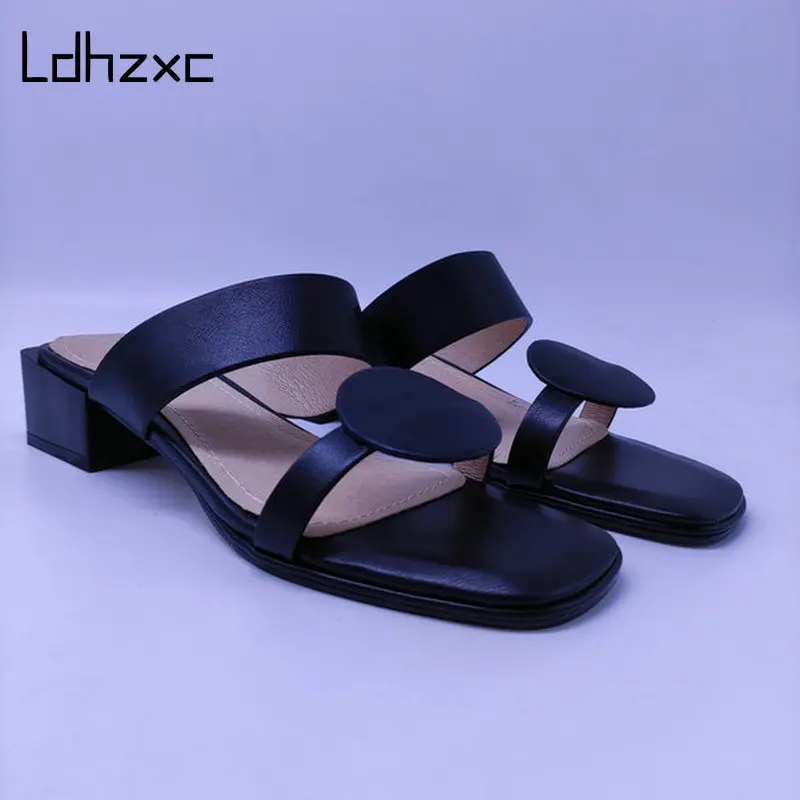 

2021 fashion Lady Sandals Thick High Heel Shoes Women Square Heels Shoes Cover Heel Summer Shoes Female Footwear Size 34-46