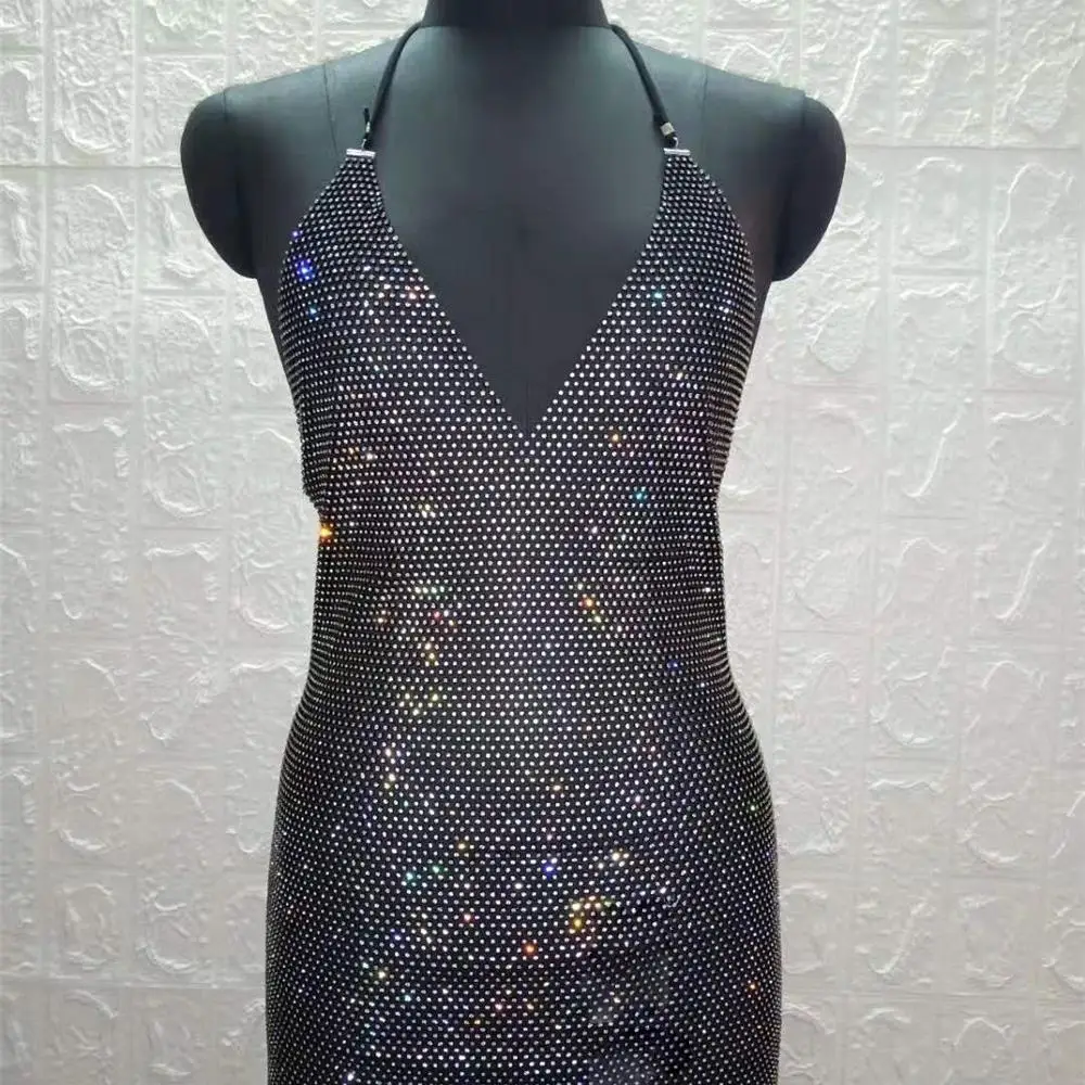 Сексуальное платье с глубоким v-образным вырезом стразы Сексуальные клубные