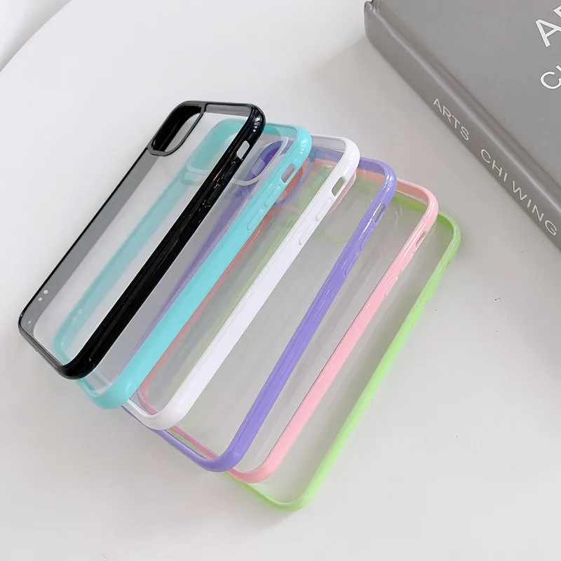 

Shockproof Colorful Bumper Clear Phone Case For iPhone12 11 Pro XR X XS Max 8 7 6 6S Plus SE 2020 Transparent Soft Acrylic Cover
