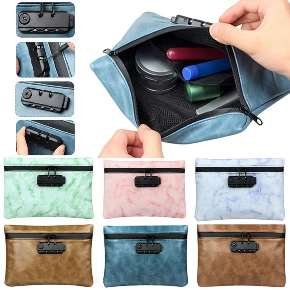 

Сумка для табака с защитой от запаха, дорожная сумка с кодовым замком с активированным углем и защитой от запаха, сумка для хранения из искус...