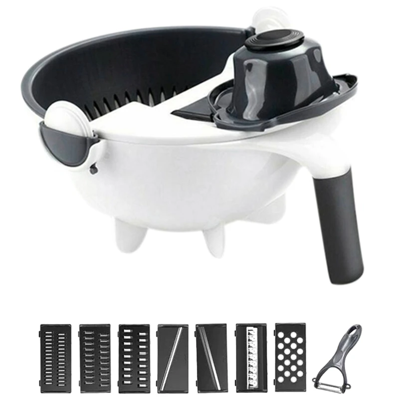

Multi-Function Vegetable Chopper Potato Shredder Slicer Grater Kitchen Convenience Vegetable Cutter with Drain Basket