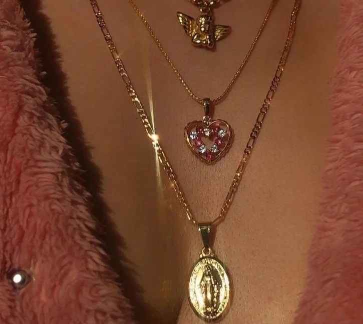 Модные ожерелья Бохо Ретро Персиковое сердце кристалл Девы Марии кулон крылья