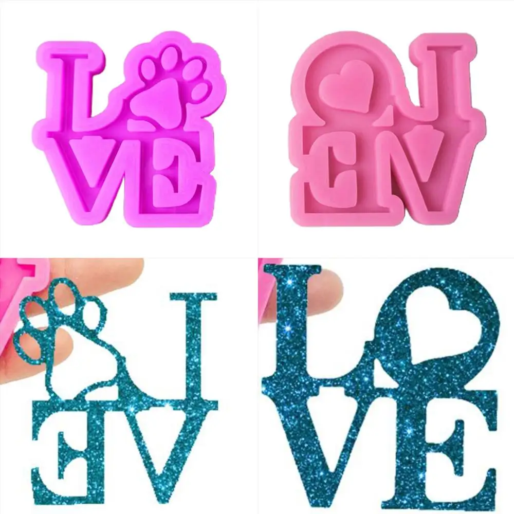 

Сделай Сам, блестящее сердце с медведем, лапа, брелок, подвеска, литье, силиконовая форма, инструменты для рукоделия, форма для эпоксидной см...