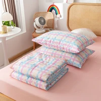 fashion plaid print summer quilt soft cozy home air conditioning quilt adults children nap cover blanket thin and light
