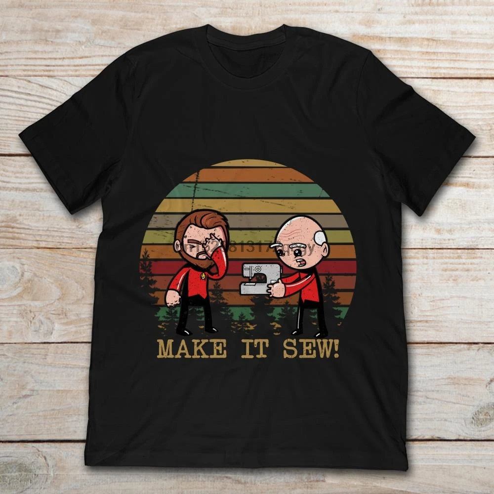 Бренд Captain Picard Make It Sew t shirt 2019 Мужская футболка с коротким рукавом|Мужские