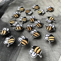 10pcslot mini yellow bee patch embroidery sticker iron on patches for clothing applique embroidery diy clothing accessories