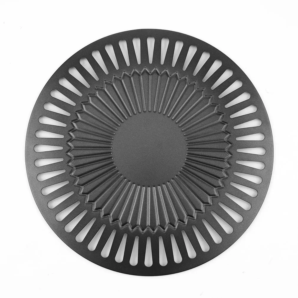 Портативный Круглый бездымный закрытый гриль барбекю с кисточкой антипригарная