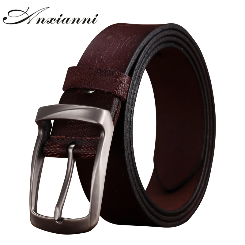 " Men's Dress  Genuine Leather Belts 3.8cm Wide Fashion British Style  Pin Buckle High Quality Belt For Men Casual Jeans Waistba