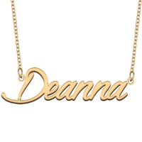 deanna name necklace for women stainless steel jewelry 18k gold plated nameplate pendant femme mother girlfriend gift