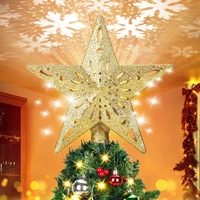 christmas tree topper with led rotating snowflake projector lights 3d lighted ornaments festival lights