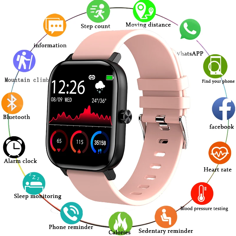 

Смарт-часы унисекс, с сенсорным экраном, тонометром, Bluetooth