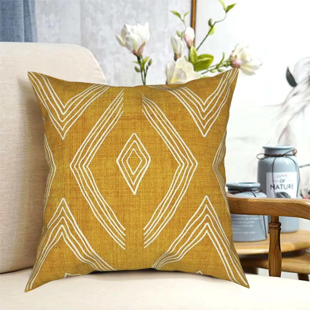 

Boho Stripes Birch In Gold Pillow Cushion Cover Decorative Pillowcases Case Home Sofa Cushions 40x40,45x45cm(Double Sides)