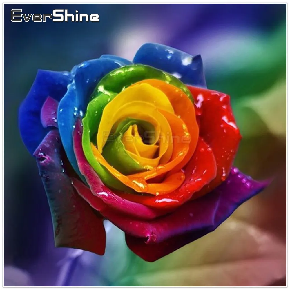 EverShine DIY 5D Алмазная вышивка Цветной Роза фотографии со стразами живопись полный