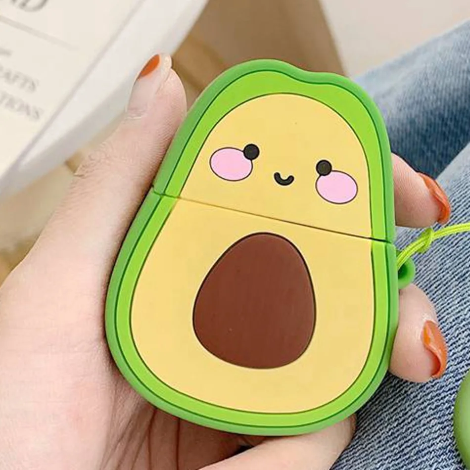 avocado Для AirPods Pro Чехол 3D Милый Забавный инопланетянин кавайный мультяшный чехол для наушников для AirPods 3 Мягкий защитный чехол с крючок карабина - Цвет: avocado