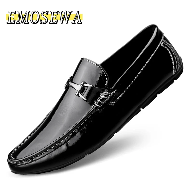 

EMOSEWA Fashion Men Shoes Genuine Leather Casual Soft Comfortable Loafers Male Moccasins Breathable Non Slip Driving Footwear