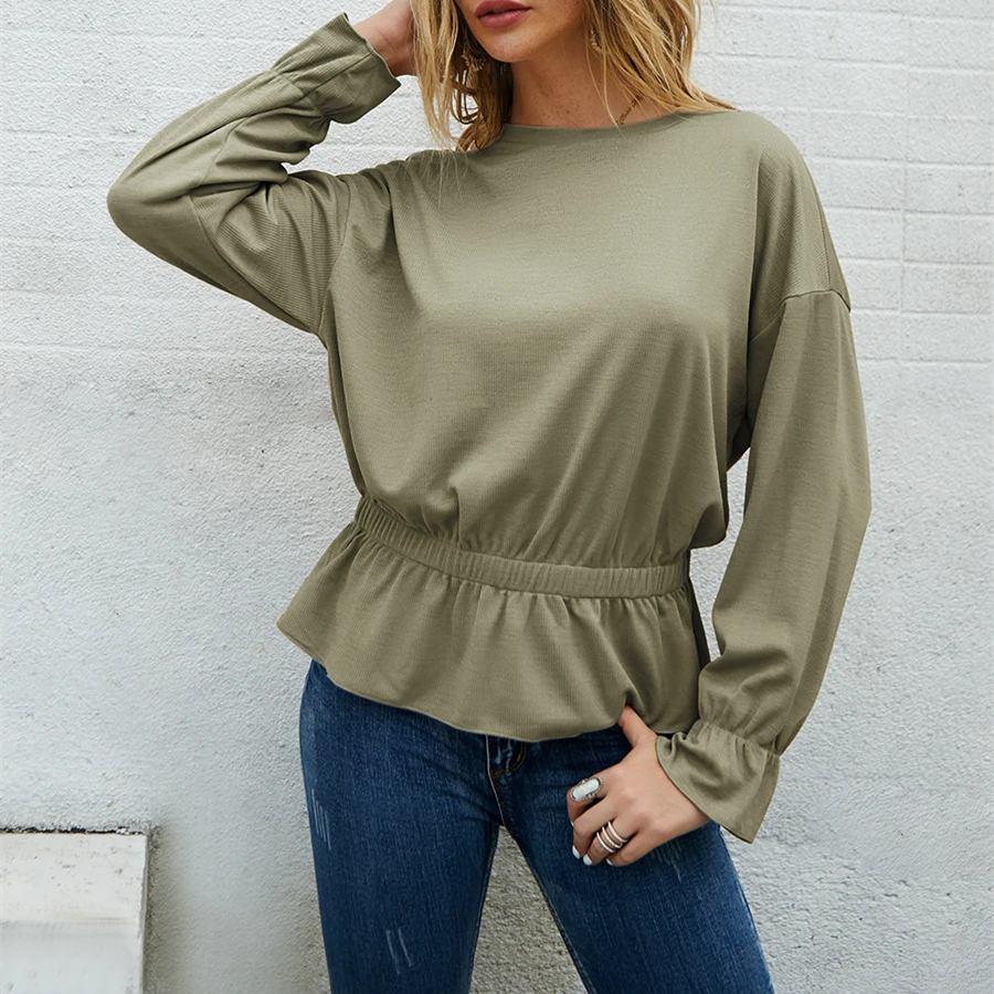 Pdfmily женское платье стильная повседневная футболка Осень-зима 2019 однотонная с