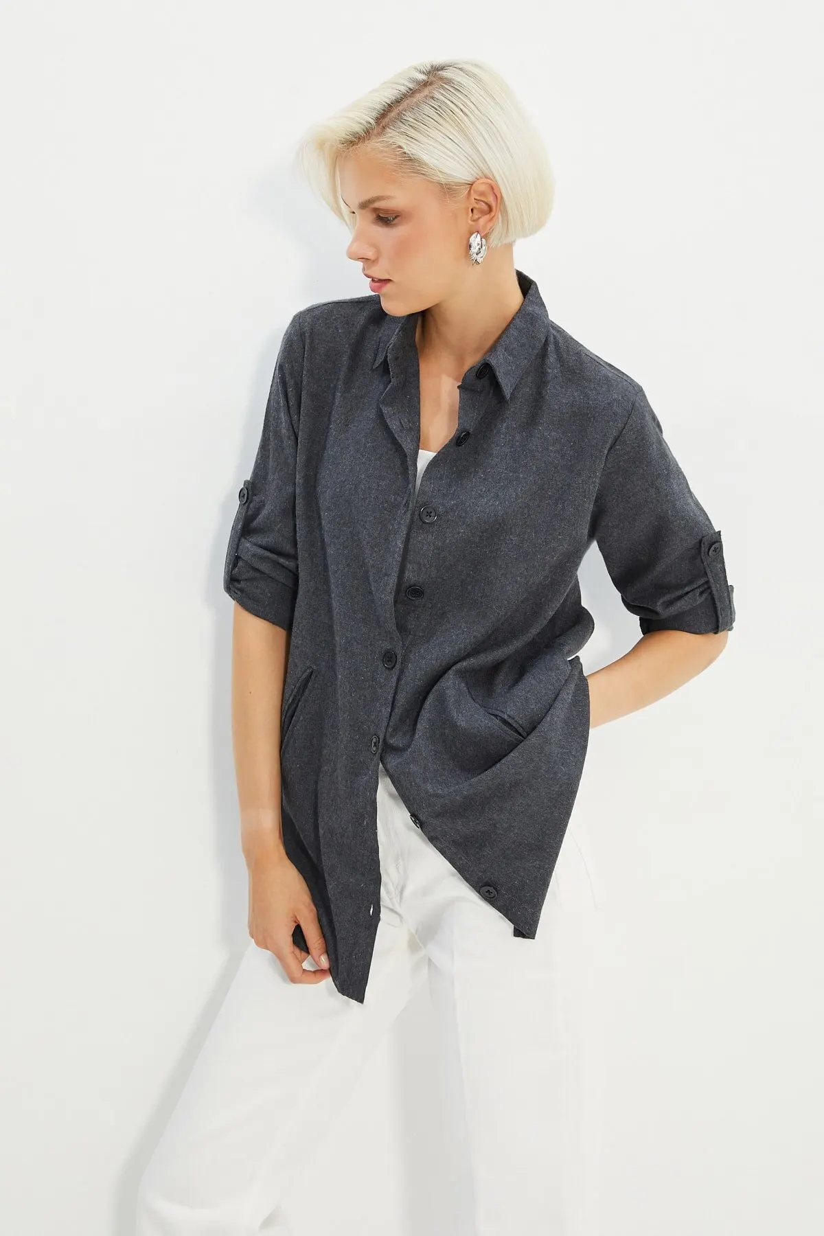 

Women Anthracite Long Shirt